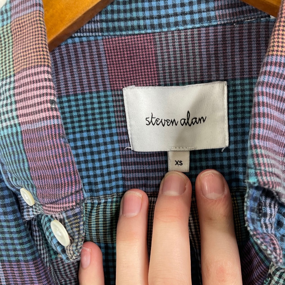 Steven Alan Plaid Long Sleeve Button‎ Down Shirt Size Xsmall - Picture 3 of 4